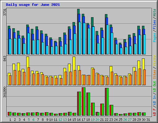 Daily usage for June 2021