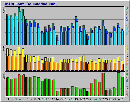 Daily usage for December 2022