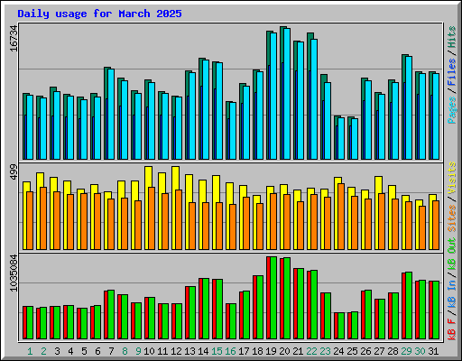 Daily usage for March 2025