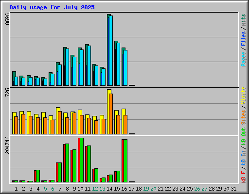 Daily usage for July 2025