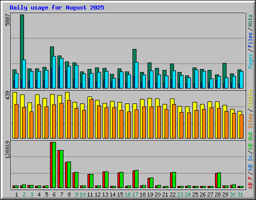 Daily usage for August 2025