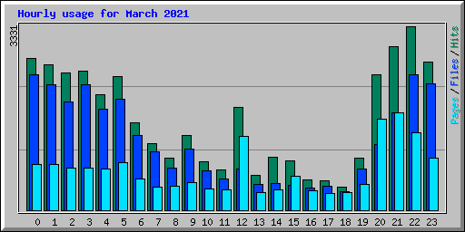 Hourly usage for March 2021