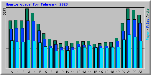 Hourly usage for February 2023